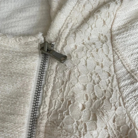 Lou & Grey Hint of Lace Moto Jacket Medium White Ivory - Picture 6 of 7